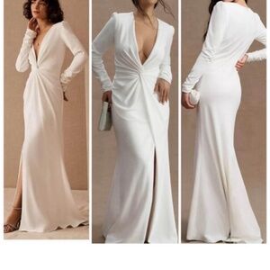 Tadashi Shoji Payton Gown Cutout Wedding Dress Crepe NWT size 12